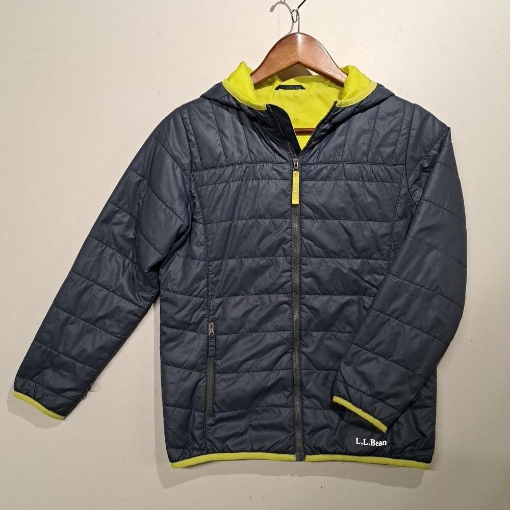 LL Bean Lightweight Puffer Jacket Boys Youth Large 14-16 Blue and Green
